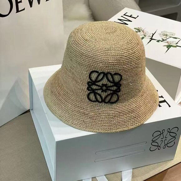 Loewe Accessories - Loewe Tan Straw Hat with black Logo